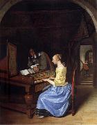 Jan Steen A young woman playing a harpsichord to a young man oil on canvas